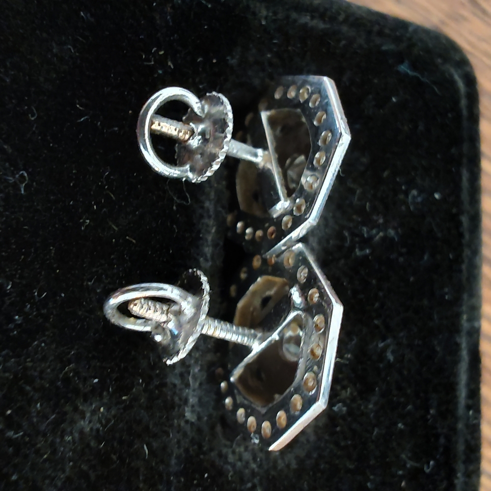 ART DECO WHITE GOLD AND DIAMOND EARRINGS - Picture 2 of 5